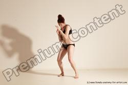 Underwear Martial art Woman White Moving poses Average long brown Dynamic poses Academic